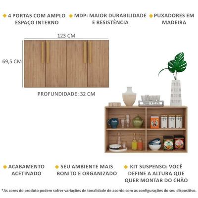 Aparador Buffet 4 Portas Viena V3606 Rustic/Natural