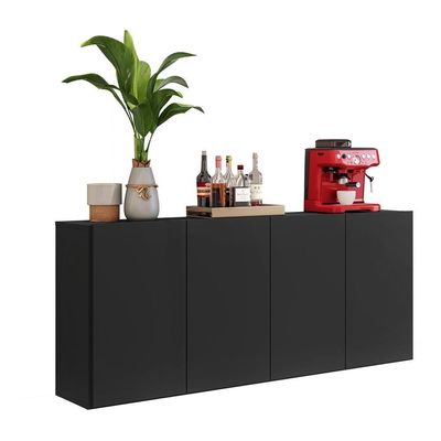 Aparador Buffet 4 Portas Suspenso Multimóveis V3594 Preto