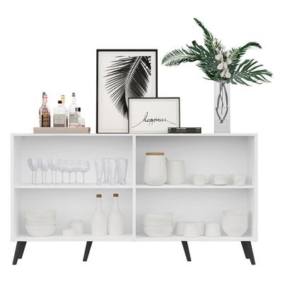 Aparador Buffet 4 Portas Multimóveis V3556 Branco/Preto