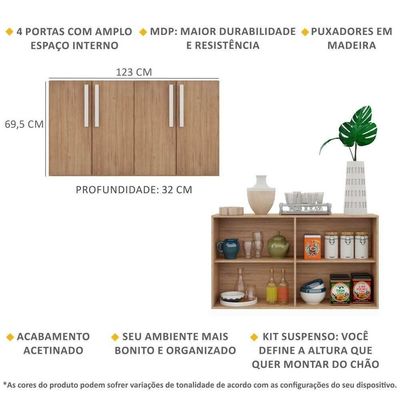 Aparador Buffet 4 Portas Viena V3606 Rustic/Branco