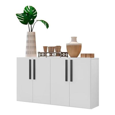 Aparador Buffet 4 Portas Viena V3604 Branco/Preto