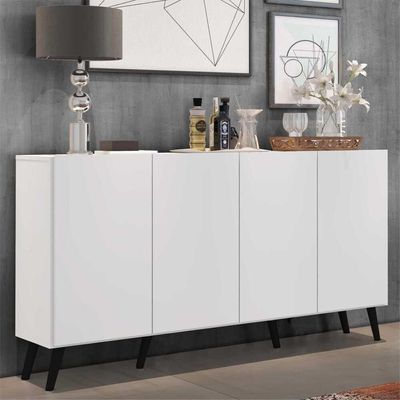 Aparador Buffet 4 Portas Multimóveis V3556 Branco/Preto