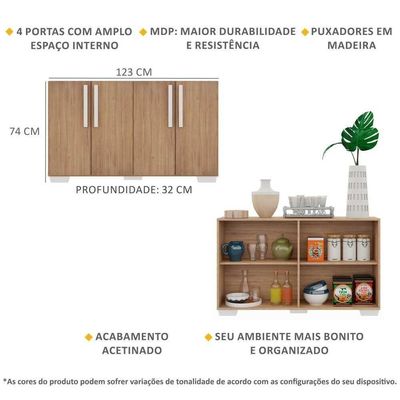 Aparador Buffet 4 Portas Vegas V3559 Rustic/Preto
