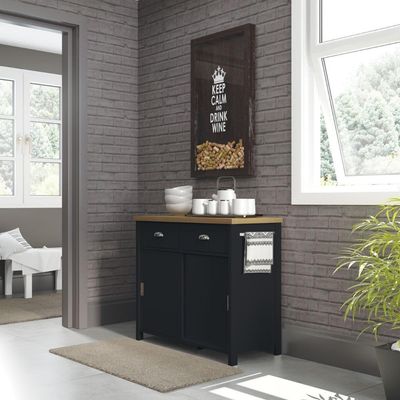 Aparador Buffet Ditália 2 Gavetas 2 Portas Ba-145 Preto