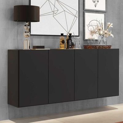 Aparador Buffet 4 Portas Suspenso Multimóveis V3594 Preto