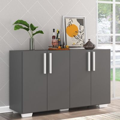 Aparador Buffet 4 Portas Multimóveis V3562 Rustic/preto