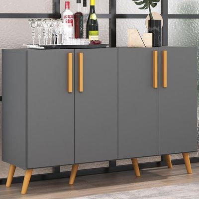 Aparador Buffet 4 Portas Vegas V3563 Rustic/Preto