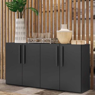 Aparador Buffet 4 Portas Viena V3604 Preto Preto
