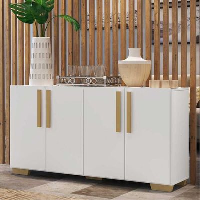 Aparador Buffet 4 Ptas Viena V3607 Branco/Natural