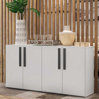 Aparador Buffet 4 Portas Viena V3604 Branco/Preto