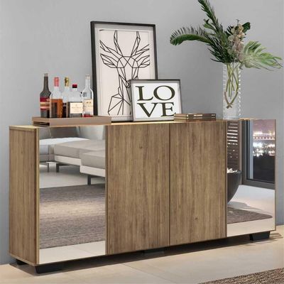 Aparador Buffet 4 Portas Multimóveis V3557 Rustic/Preto