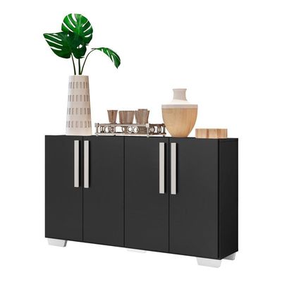 Aparador Buffet 4 Portas Viena V3607 Preto/Branco