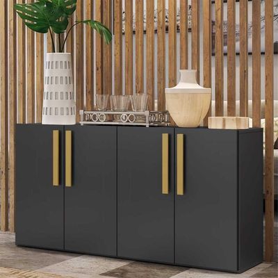 Aparador Buffet 4 Portas Viena V3604 Preto/Natural