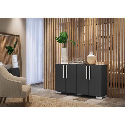 Aparador Buffet 4 Portas Viena V3607 Preto/Branco