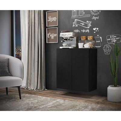 Aparador Buffet 2 Portas Suspenso Multimóveis V3608 Preto