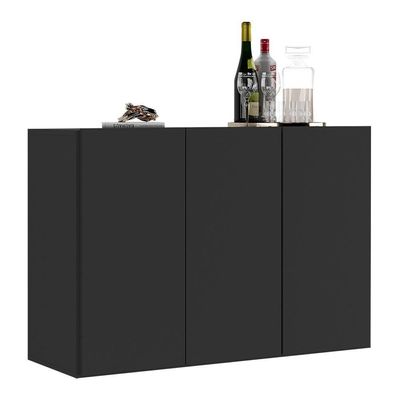 Aparador Buffet 3 Portas Suspenso Multimóveis V1008 Preto