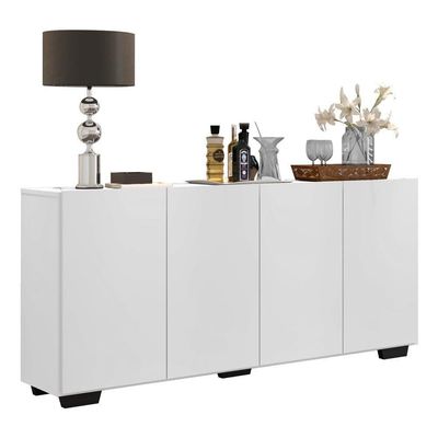 Aparador Buffet 4 Portas Multimóveis V3557 Branco/Preto