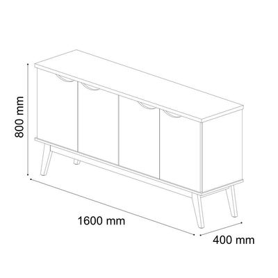Buffet Prism 4 Portas Com Prateleiras Luxo Patrimar Móveis