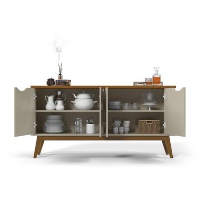 Buffet Prism 4 Portas Com Prateleiras Luxo Patrimar Móveis