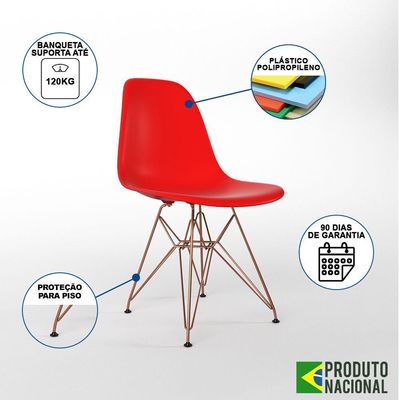Mesa Industrial Base Ferro Cobre Tampo 137X90 Preto 4 Cadeiras Ferro Cobre Assento Vermelho Preto