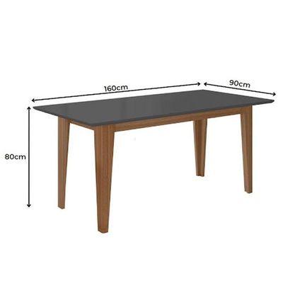 Conjunto Sala De Jantar Mesa Liz 6 Cadeiras Jade Poliman Carvalho E Grafite