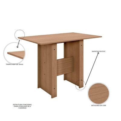 Conjunto Mesa De Jantar 4 Lugares Milano Carvalho Com Preto