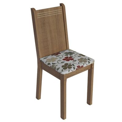 Conjunto Sala De Jantar Mesa Tampo De Madeira 4 Cadeiras Rustic/crema/hibiscos