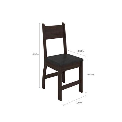 Conjunto Mesa De Jantar 4 Lugares Milano Amêndoa Com Preto