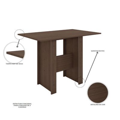 Conjunto Mesa De Jantar 4 Lugares Milano Amêndoa Com Preto