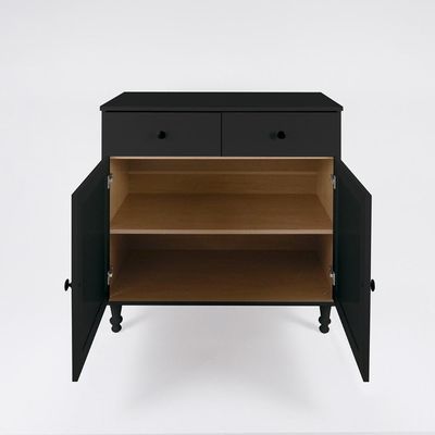 Aparador Buffet Ditália 2 Gavetas 2 Portas Branco Preto