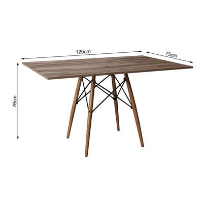 Conjunto De Mesa De Jantar Retangular 120X75 Tampo De Madeira Amêndoa Com 4 Cadeiras Marrom