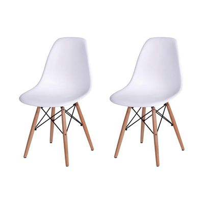 Conjunto De Mesa De Jantar Quadrada 90Cm Tampo De Madeira Branco Com 2 Cadeiras Brancas