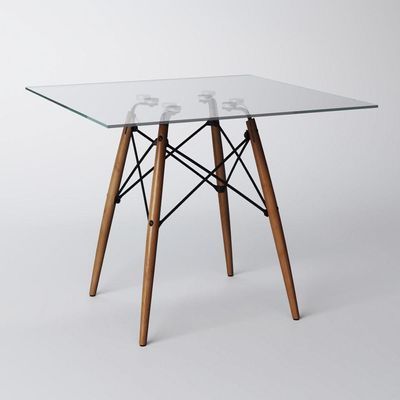 Conjunto De Mesa De Jantar Quadrada 90Cm Tampo De Vidro Com 4 Cadeiras Pretas