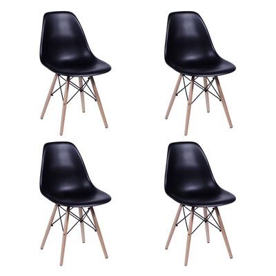 Conjunto De Mesa De Jantar Retangular 120X75 Tampo De Madeira Preto Com 4 Cadeiras Pret - Cor: Preto
