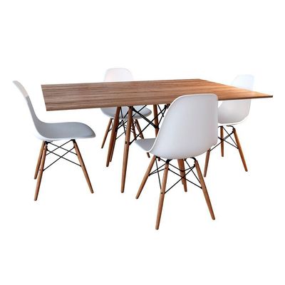 Conjunto De Mesa De Jantar Retangular 120X75 Tampo De Madeira Amêndoa Com 4 Cadeiras Marrom