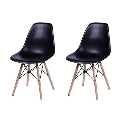 Conjunto De Mesa De Jantar Quadrada 90Cm Tampo De Madeira Preto Com 2 Cadeiras Pretas