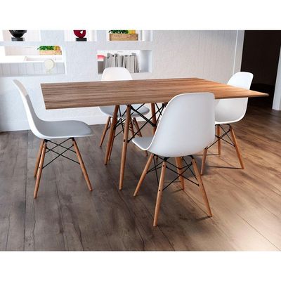 Conjunto De Mesa De Jantar Retangular 120X75 Tampo De Madeira Amêndoa Com 4 Cadeiras Marrom
