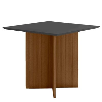 Conjunto Sala De Jantar Quadrada Mesa Helo 90cm E 04 Cadeiras Josi Carvalho Com Grafite