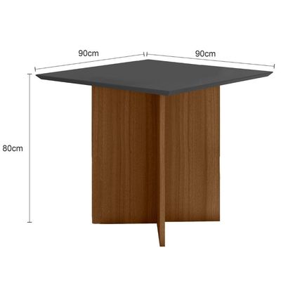 Conjunto Sala De Jantar Quadrada Mesa Helo 90cm E 04 Cadeiras Josi Carvalho Com Grafite