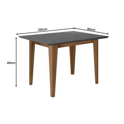 Conjunto Sala De Jantar Retangular Mesa Kate 120cm E 04 Cadeiras Josi Carvalho Com Grafite