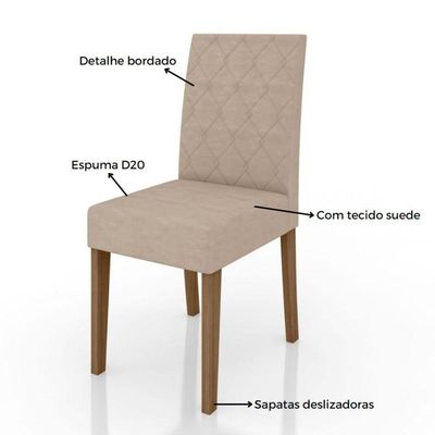 Conjunto Sala De Jantar Retangular Mesa Helo 120cm E 04 Cadeiras Jade Carvalho Com Grafite