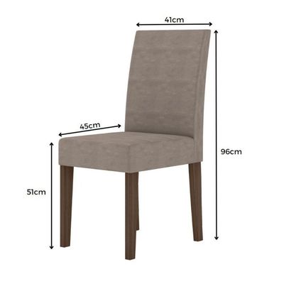 Conjunto Sala De Jantar Retangular Mesa Kate 120cm E 04 Cadeiras Josi Poliman Móveis Amêndoa
