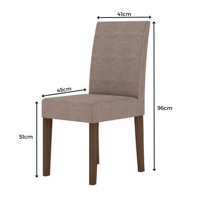 Conjunto Sala De Jantar Retangular Mesa Kate 120cm E 04 Cadeiras Josi Amêndoa Com Off White