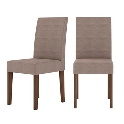 Conjunto Sala De Jantar Retangular Mesa Kate 120cm E 04 Cadeiras Josi Amêndoa Com Off White