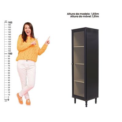 Cristaleira Estante Para Livros Ditália 1 Porta Vidro E-963