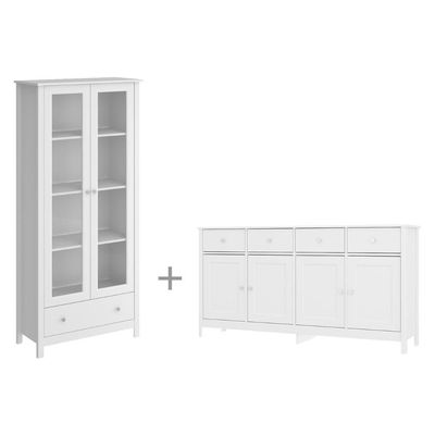 Cristaleira e Aparador Buffet Ditália E-954 + R-626 Branco