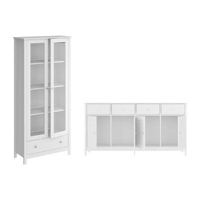 Cristaleira e Aparador Buffet Ditália E-954 + R-626 Branco