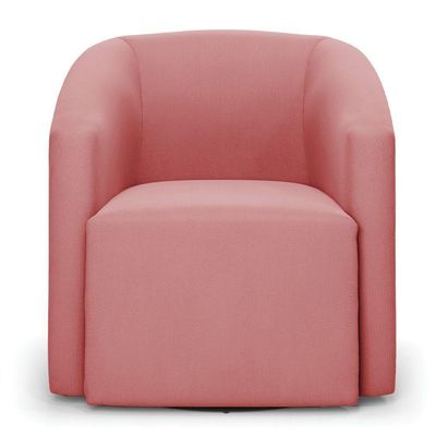 Poltrona Stella Max Suede Rosê Base Giratória - D'rossi
