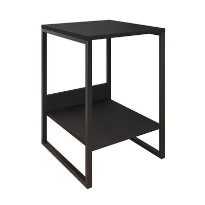 Mesa Cabeceira Industrial Preta Tókio Base Ferro Preto Cor: Preto