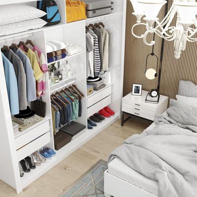 Quarto Completo De Casal Com Closet Clarice 4 Gavetas E Cama Paula Carioca Móveis Branco
